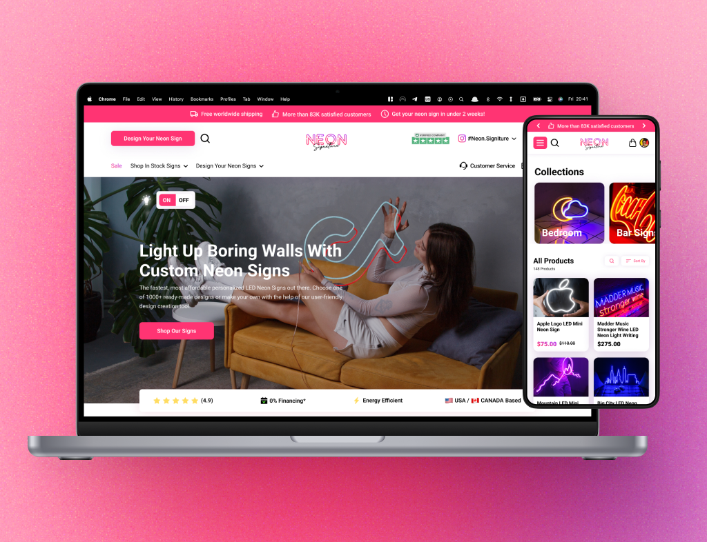Neon Signature Shopify store